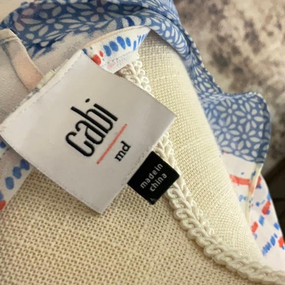 CAbi Size Medium Style #5118 Sheer Red White & Blue Fireworks Yacht Top Blouse - Picture 5 of 6